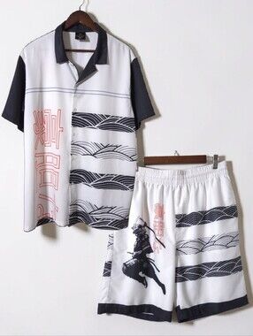 Red Ape MCMXXXIII Samurai All Over Print 2XL Shirt Shorts XL Set Mens Anime